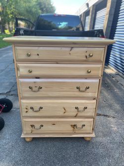 Knotty Pine 5 drawer highboy chest