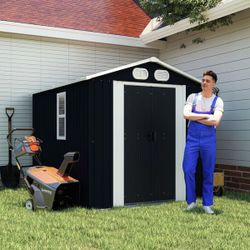 Outdoor Metal Storage Shed with Double Doors