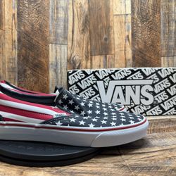 NEW NIB Vans Classic Slip On US American Flag Spirit Men’s Size 13