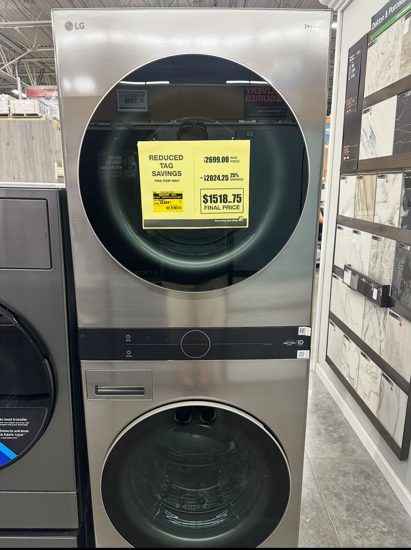 LG - 4.5 Cu. Ft. HE Smart Front Load Washer and 7.4 Cu. Ft. Electric Dryer WashTower with Steam and Built-In Intelligence - G