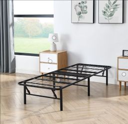 Mainstays 14-Inch High Profile Foldable Steel Twin Platform Bed Frame, Black