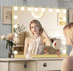 NEW 32" X 24" GOLD HOLLYWOOD VANITY MIRROR WITH LIGHTS