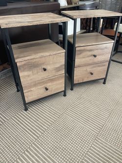 Set of two brand new bedside tables, recently assembled for sale
