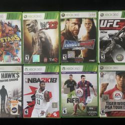 Microsoft Xbox 360 Game Lot(8 Games)W12 SMACKDOWNvsRAW TONY HAWK UFC FIFA NBA2K(Post Nintendo Era)