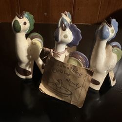 Vintage Betty Cleminson California Pottery Rooster Pie Bird Lot