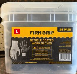 FIRM GRIP Large Nitrile Coated Work Gloves with Reusable Bucket (25-Pack)