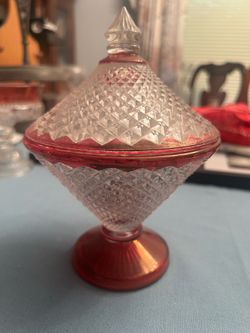 Vintage Westmoreland English hobnail ruby flash candy dish