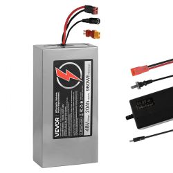 VEVOR 48V Electric Scooter Battery, 20Ah, Ebike Lithium Battery Pack with 30A BMS, Charger, T-Plug Expansion Cable, 500+ Cycles, Compatible with 4800W