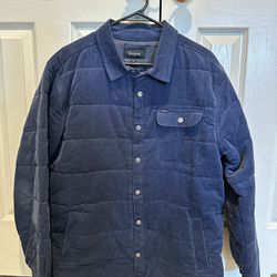 Brixton Navy “Cass” Jacket W/ Snap Buttons Corduroy Outside Quilted Inside Large