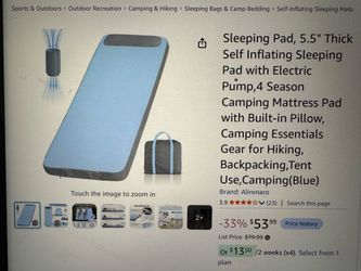 Sleeping Pad, Self Inflating w/ Electric Pump, Built in Pillow