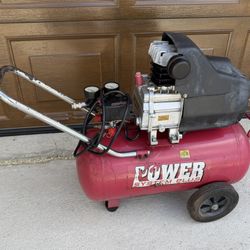  2-horsepower air compressor, 10-gallon tank, max 125 PSI. Excellent working condition. Reliable and ready for use.