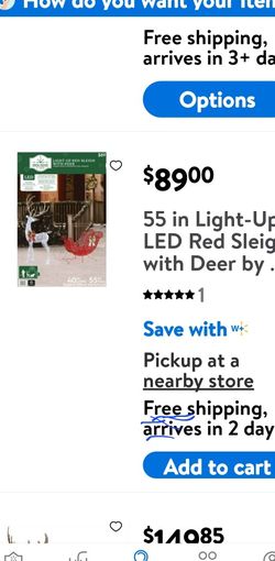 Light Up Red Sleigh With Deer