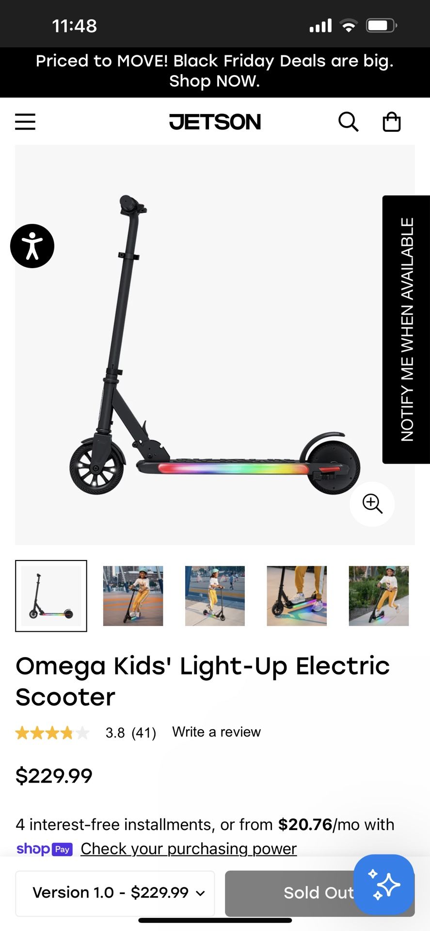 Omega Kids' Light-Up Electric Scooter