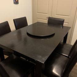 Wood Table With 6 Chairs 
