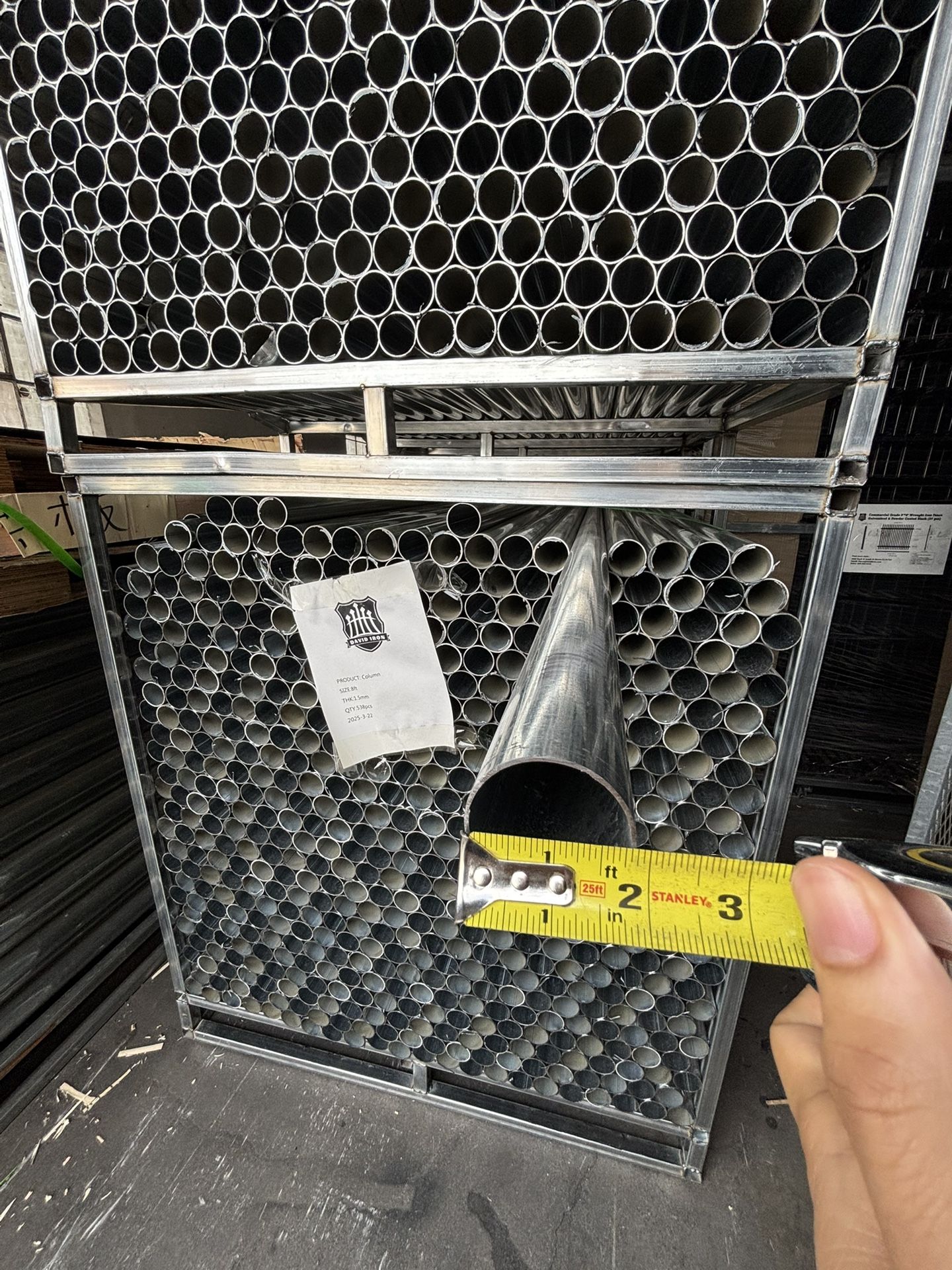 8' x 1-7/8'' 16 gauge galvanized round post