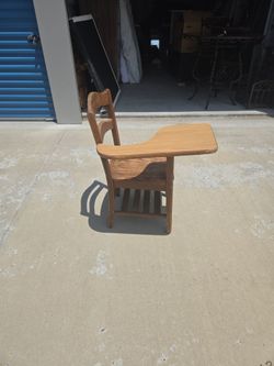 Vintage Wooden School Desk Chair Combo