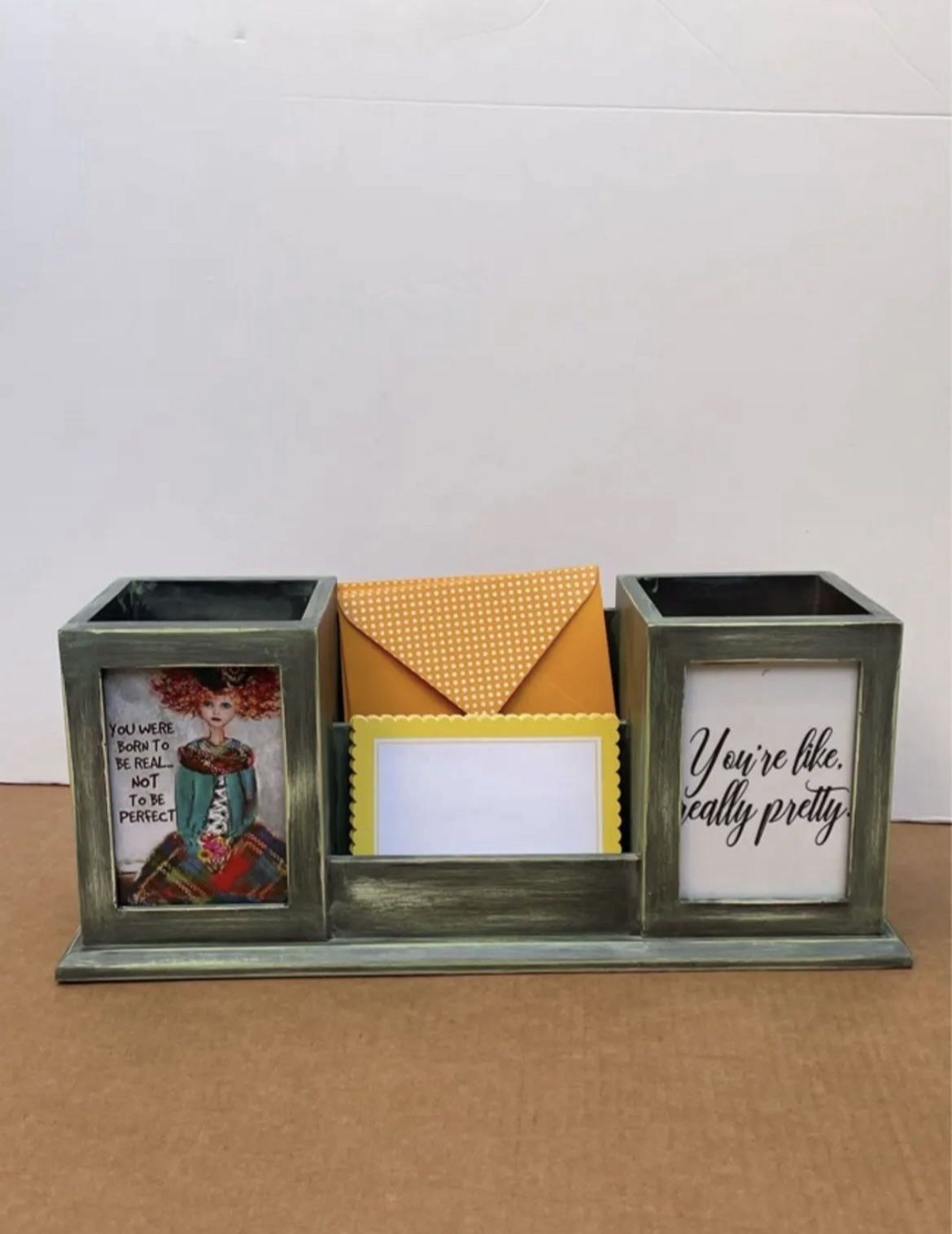 Rustic mail desk organizer