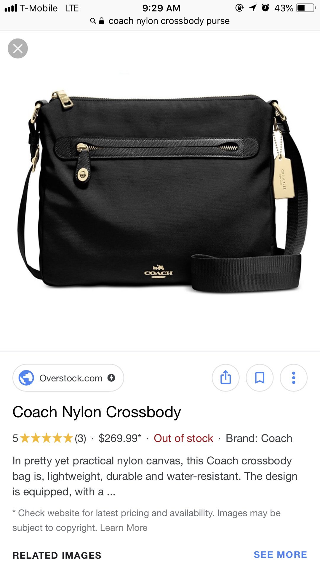 COACH Nylon Crossbody Bag in Black