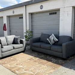 Grey Sofa Set 🛋️ Clean & Like New • Pet-Free • Free Delivery Available • No Deposit • 3-Seater + Loveseat