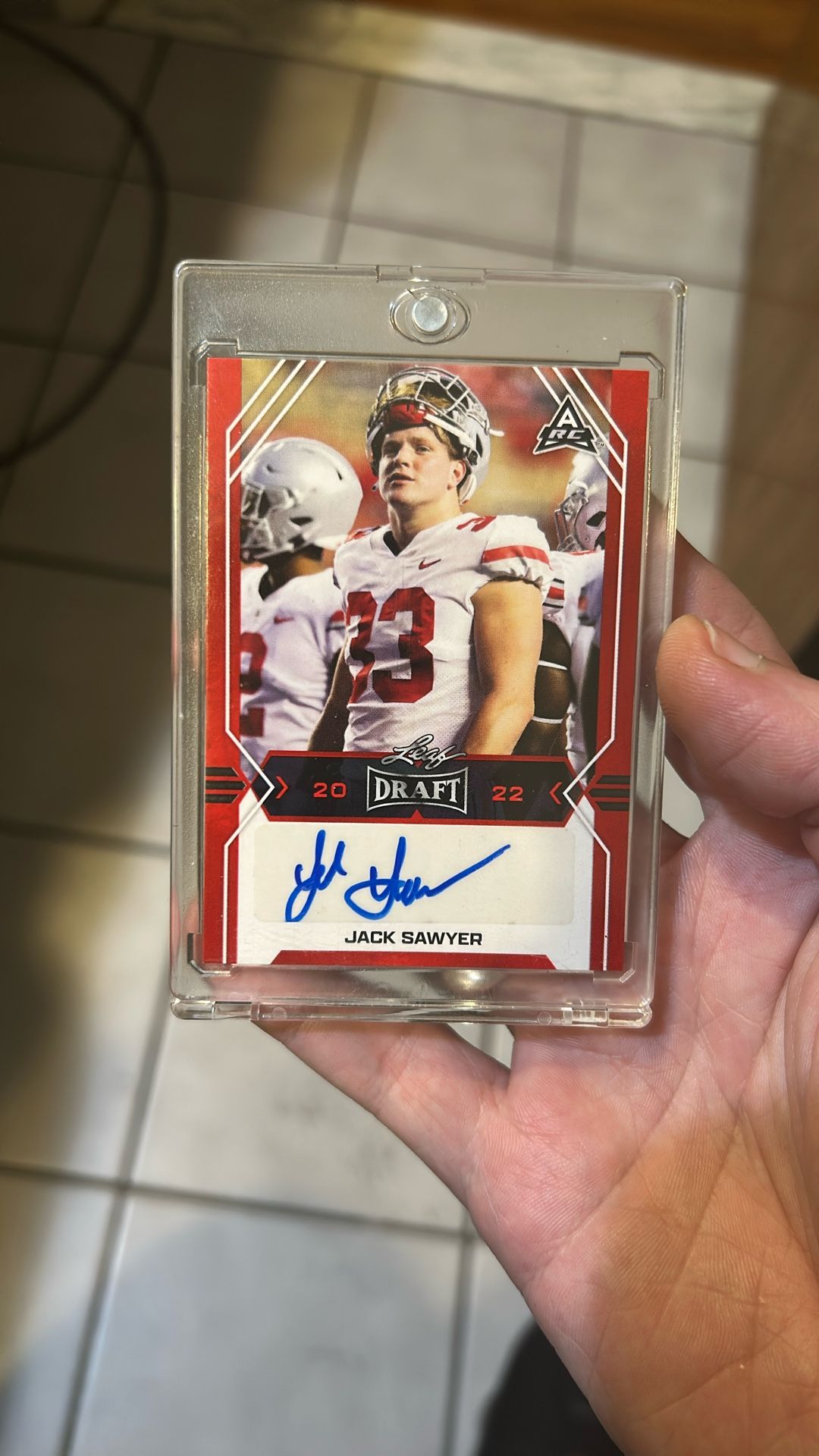 ARC 2022 Leaf Draft Football Jack Sawyer RC Red Auto Ohio State #BA-JS2.