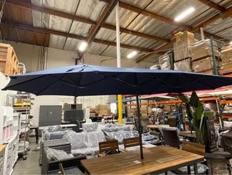 New 13ft Large Outdoor Patio Double-Sided Umbrella Rectangle Navy 13x6.5 ft Shade Rectangular