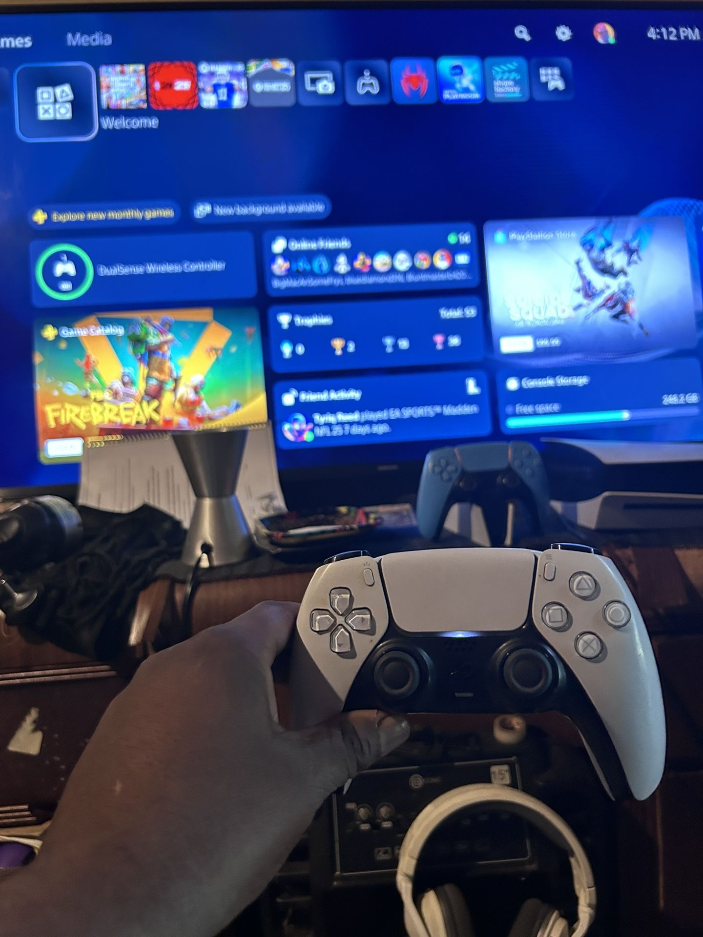 Ps5 With 2 Controllers And Charger Block And Head Set I Have Games Already On It 2k25 Madden 25 College 25 And Grand Theft Auto