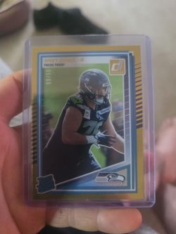 2025 Donruss Football #366 Seahawks Rookie G Grey Zabel GOLD PRESS PROOF 17/50