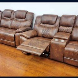 *Month End Flash Sale!!!*---Stunning Santiago Brown Leather Reclining Sofa/Loveseat Sets---Now $1199!!!---Delivery/Financing Available🤠