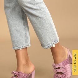 Mikeyy Pink Velvet Bow High Heel Sandals