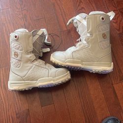 Salomon Kalitan Gray Snowboard Boots Autofit Womens Size 7 Great Condition 