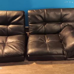 2pc. Soft  Leather  Futon With Adjustable Head/ Arm Rest