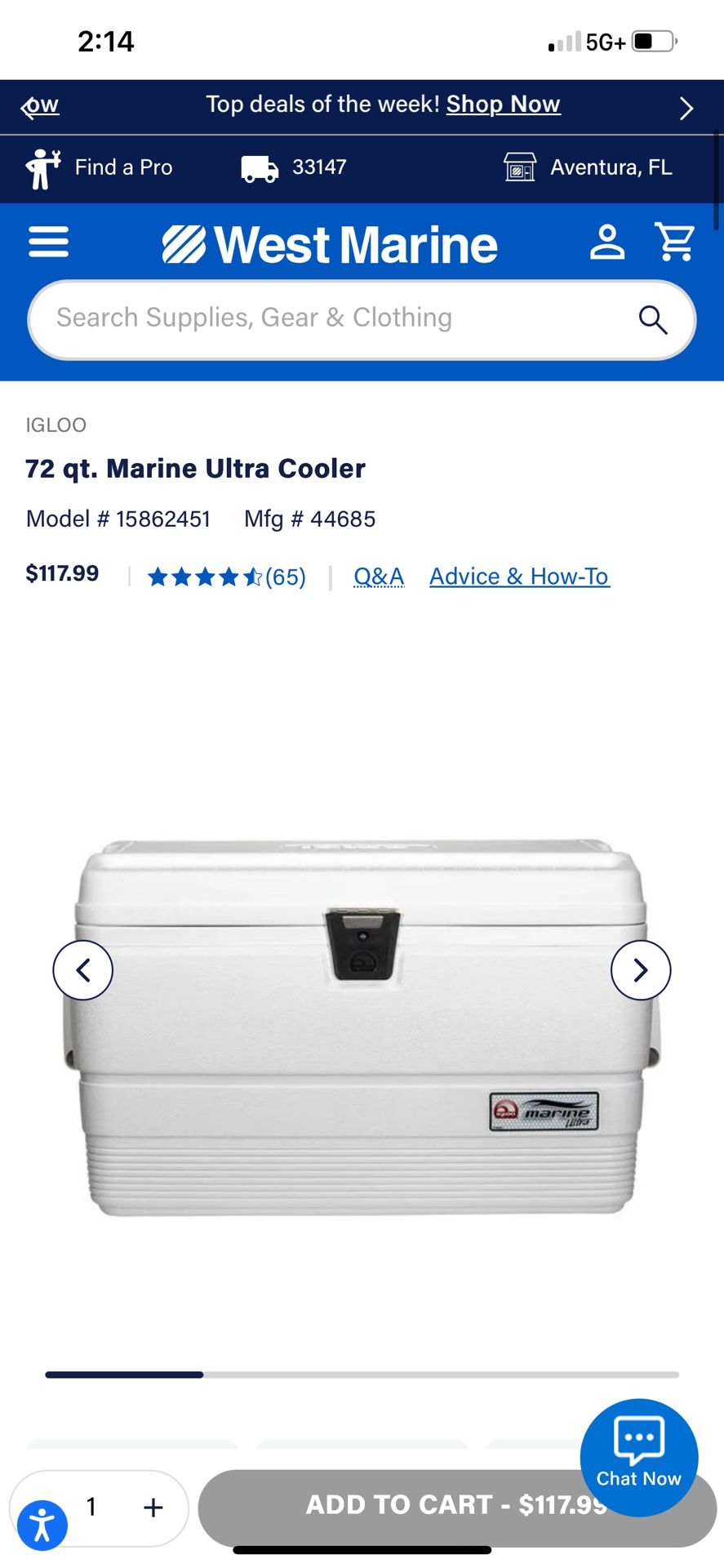 IGLOO 72 qt. Marine Ultra Legend Cooler