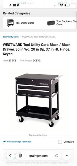 Westward Tool Utility Cart Black Keyed
