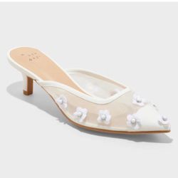 Women's Delilah Mesh Floral Mule Heels - A New Day Size 8