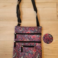 Haband Quilted Crossbody Bag w/ Matching Pocket Mirror