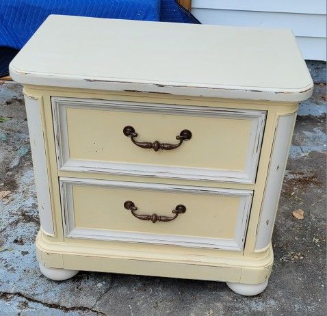 Wood Two-Drawer Nightstand End Table 