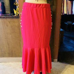 Pink Skirt With Pearl Buttons Size 4X
