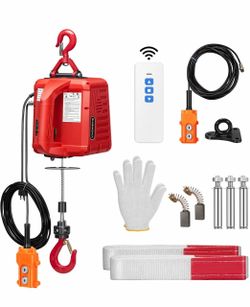 VIVOHOME 3in1 Electric Hoist Winch 1540lbs, 40ft Lifting Height for Towing 110V Portable Power Winch Crane with Wire and Wireless Remote Control, Over