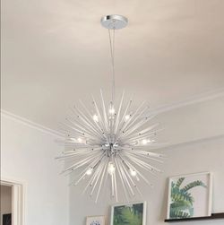 (Brand New in Box)
Modern Chrome Sputnik Chandeliers, 9-Light Satellite Pendant Light fixtures, Starburst Firework Ceiling Lights for Bedroom Living