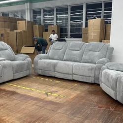 3pc Grey Corduroy Living Room Set (BRAND NEW)