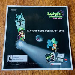 Vintage Nintendo 3DS Luigi’s Mansion Dark Moon PROMO Sticker 6”