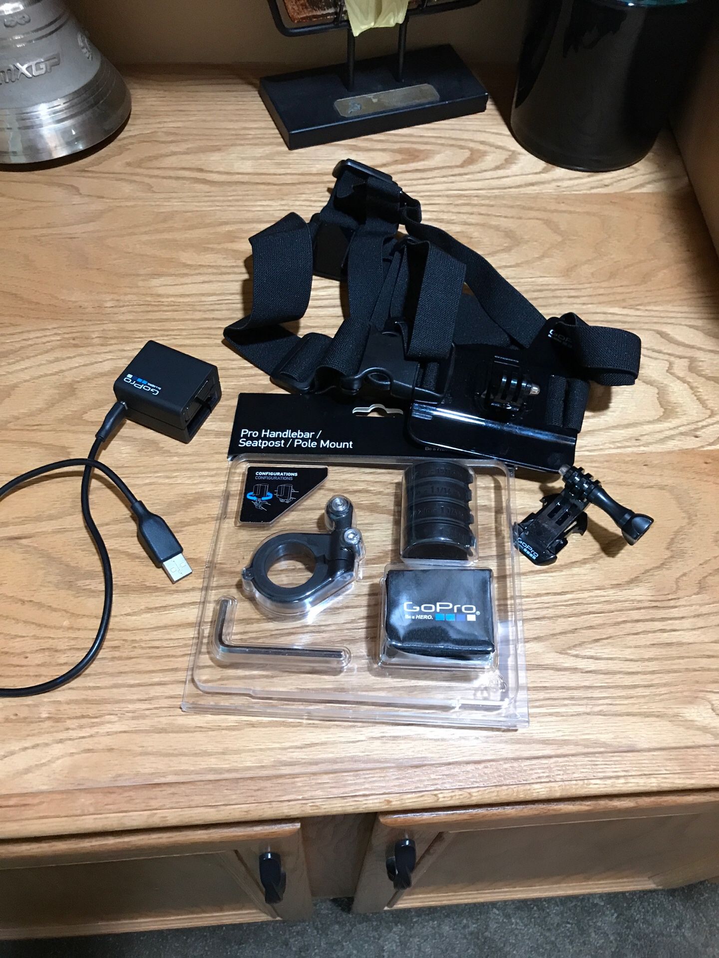 Gopro mounts + battery and battery charger