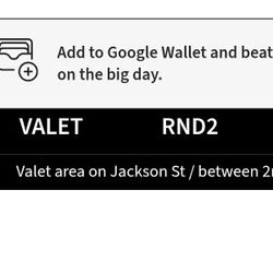 Valet Parking Pass For WWE RAW 6/9