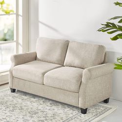 Loveseat Sofa, Easy, Tool-Free Assembly, Beige