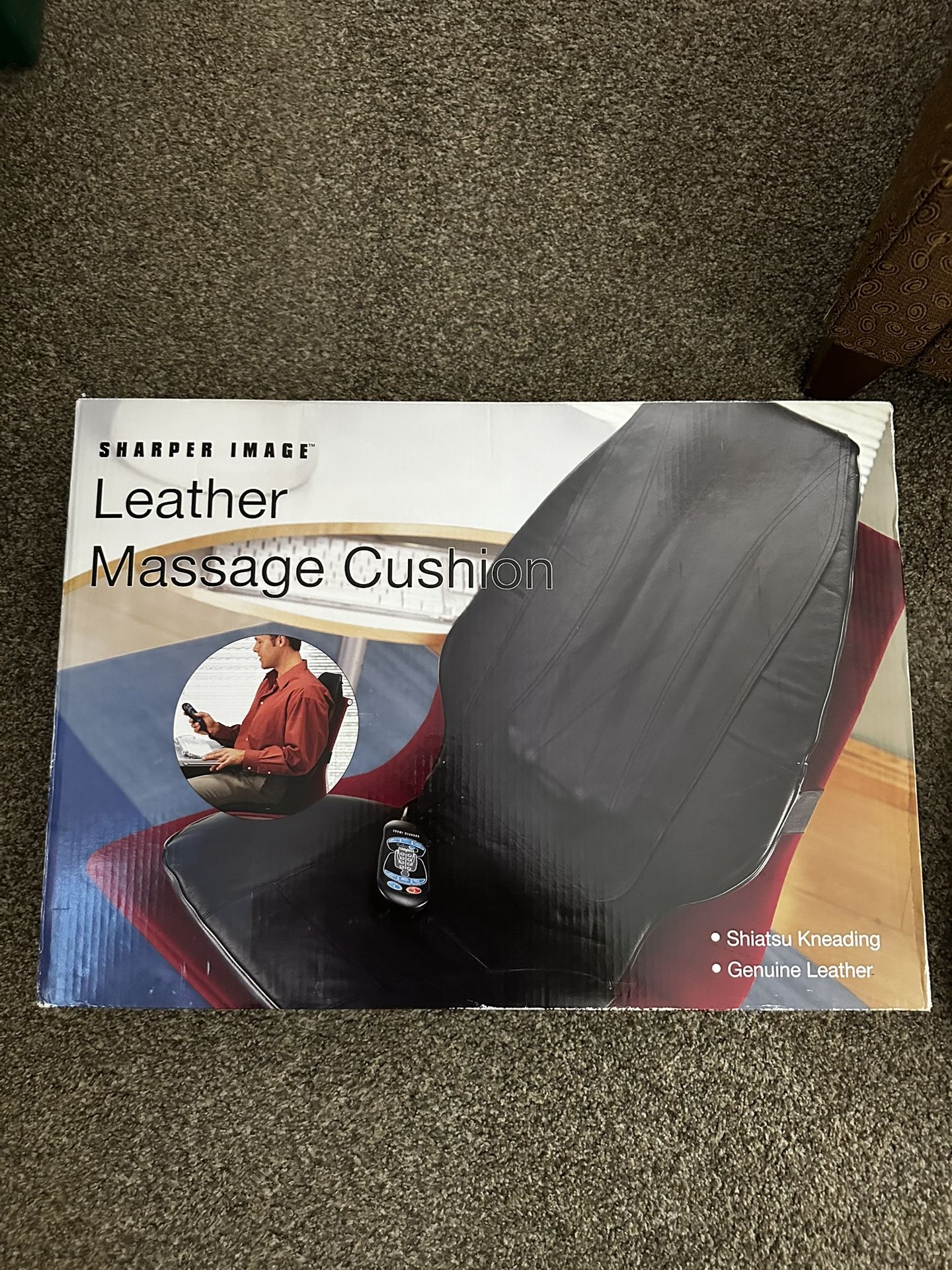 Sharper Image Leather Massage Cushion