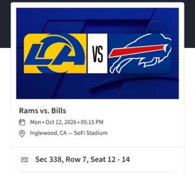 Rams vs Bills Monday 10/12