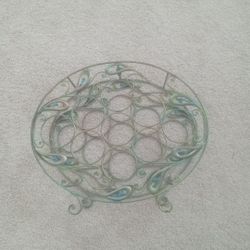 EXQUISITE Art Noveau Brushed Metalware 15"x6"x19" Round Wine Holder

