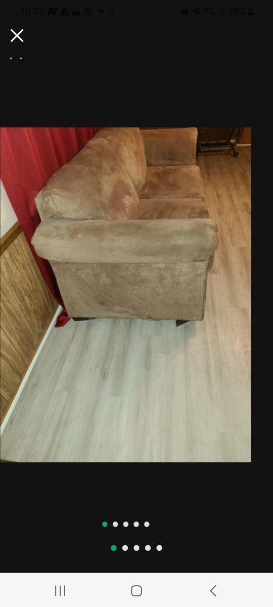 Nice Used Beige Microsuede Sofa Set For Sale....