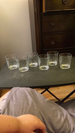 Set of 6 Clear Glass Rocks Glasses