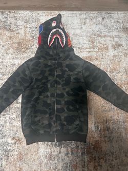 Bape hoodie, size small, black and grey.